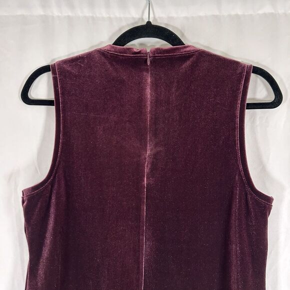 Gap Blouse Women's Small Solid Purple Velvet Zip Back Sleeveless Stretchy - Picture 7 of 8